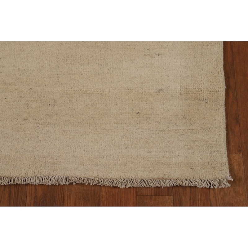 Beige Gabbeh Oriental Runner Rug Handmade Wool Carpet - 3'0"x 14'4"
