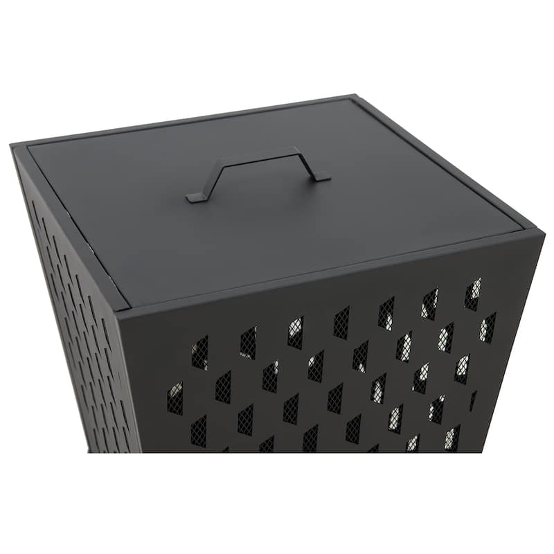 18 IN. Outdoor Fire Pit Wood Burning Fire Pits With Cover and Fire Poker For Outside Patio