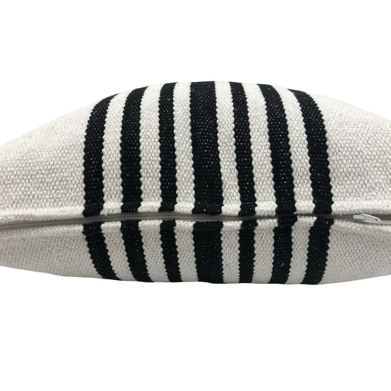 Handwoven Reversible Striped Throw Pillows - 22" - White and Black - Set of 2