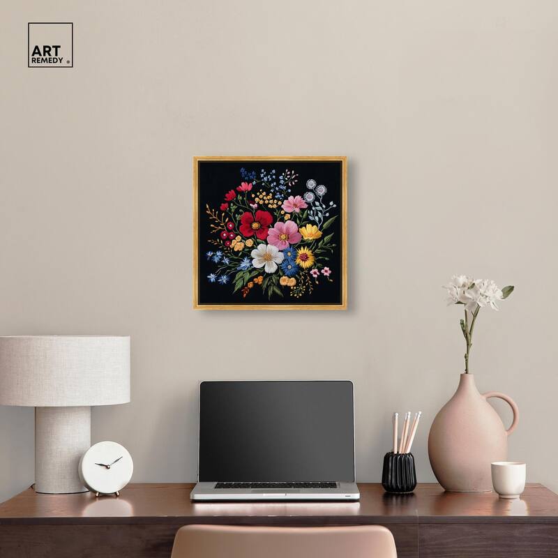 Midnight Wildflower Weave Canvas by Art Remedy