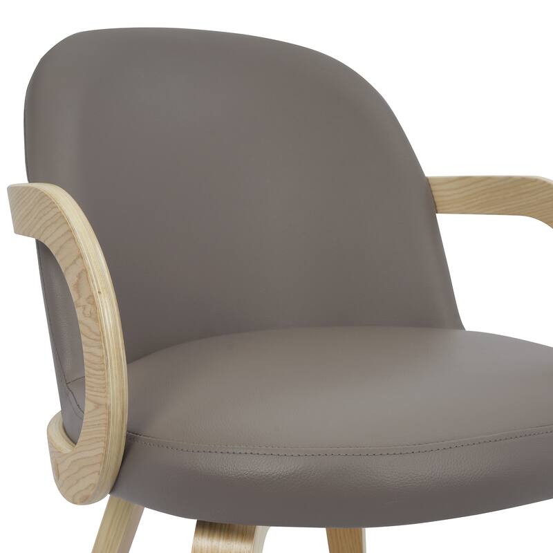 Modern Faux Leather and Bentwood Dining Chair, Set of 2