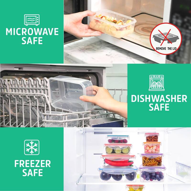 70 Pcs Large Food Storage Containers with Lids Airtight-85OZ-Small Box, Total 763OZ Stackable Kitchen Bowls