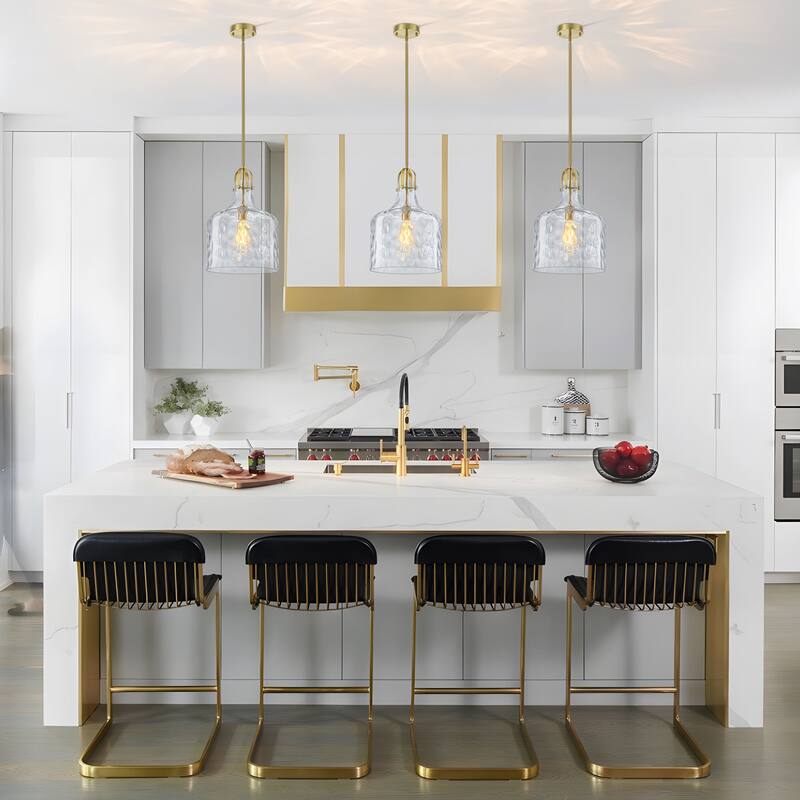 Starsky Modern 1-Light Clear Hammered Glass Pendant