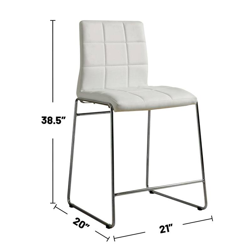 Set of 2 Leatherette Upholstered Counter Hight Chairs - White