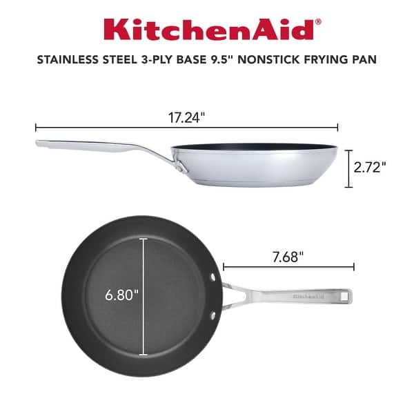 KitchenAid 3-Ply Base Stainless Steel Nonstick Induction Frying Pan, 9.5-Inch, Brushed Stainless Steel