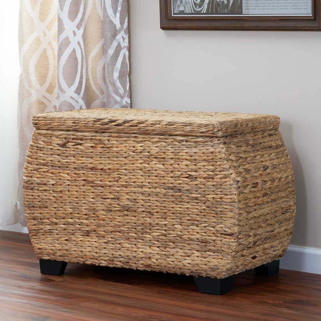 Household Essentials Curved Wicker Storage Chest with Liner - 19.8"L x 31.3"W x 16.5"H