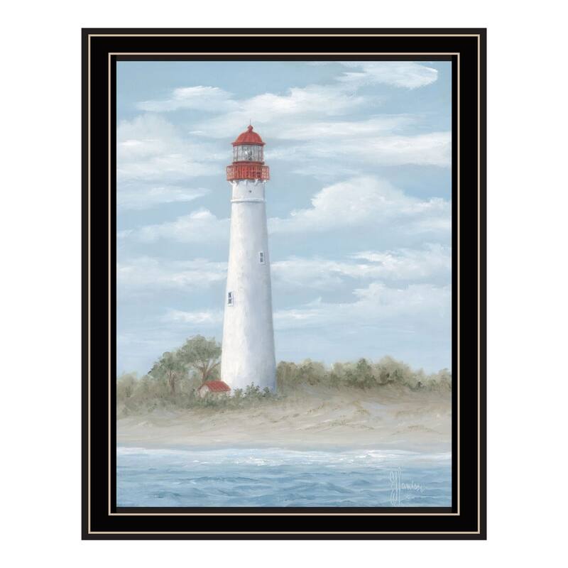 TrendyDecor4U Coastal "Cape May Light" Framed Print Wall Art - Multi