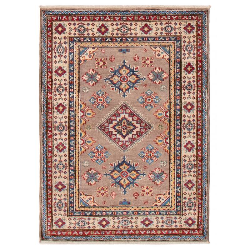 ECARPETGALLERY Hand-knotted Uzbek Ghazni Taupe Wool Rug - 3'4 x 4'7 - Taupe - 3'4 x 4'7