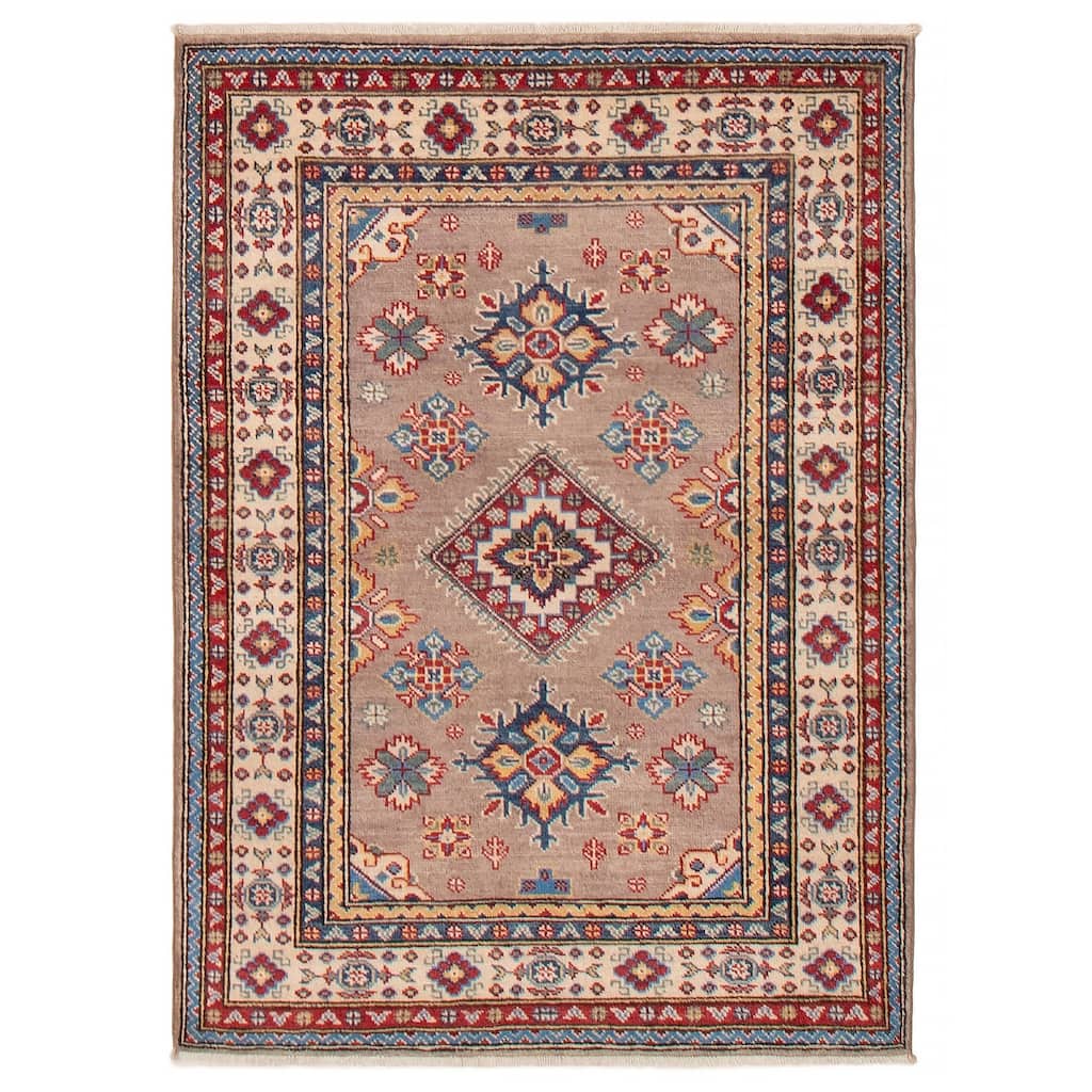 ECARPETGALLERY Hand-knotted Uzbek Ghazni Taupe Wool Rug - 3'4 x 4'7
