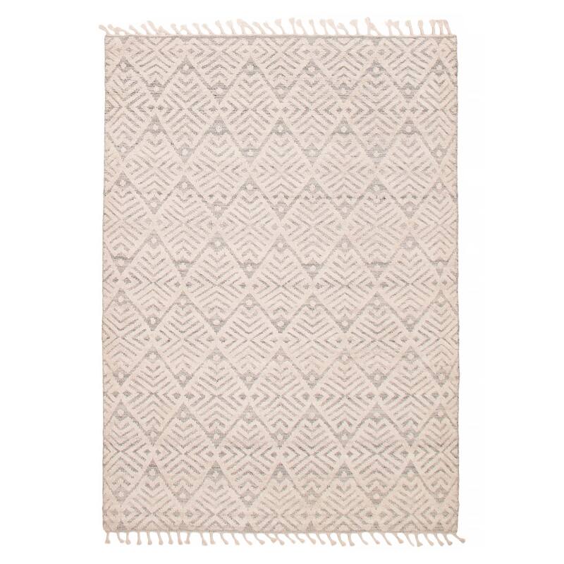 ECARPETGALLERY Hand-knotted Tangier Ivory Wool Rug - 5'3 x 7'10 - Ivory - 5'3 x 7'10