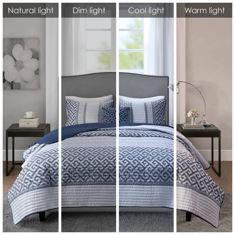 Madison Park Christian 4 Piece Jacquard Quilt Set with Throw Pillow