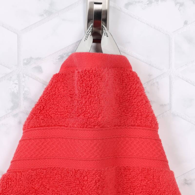 Superior Chevron Zero Twist Solid and Jacquard Cotton Hand Towel Set of 6