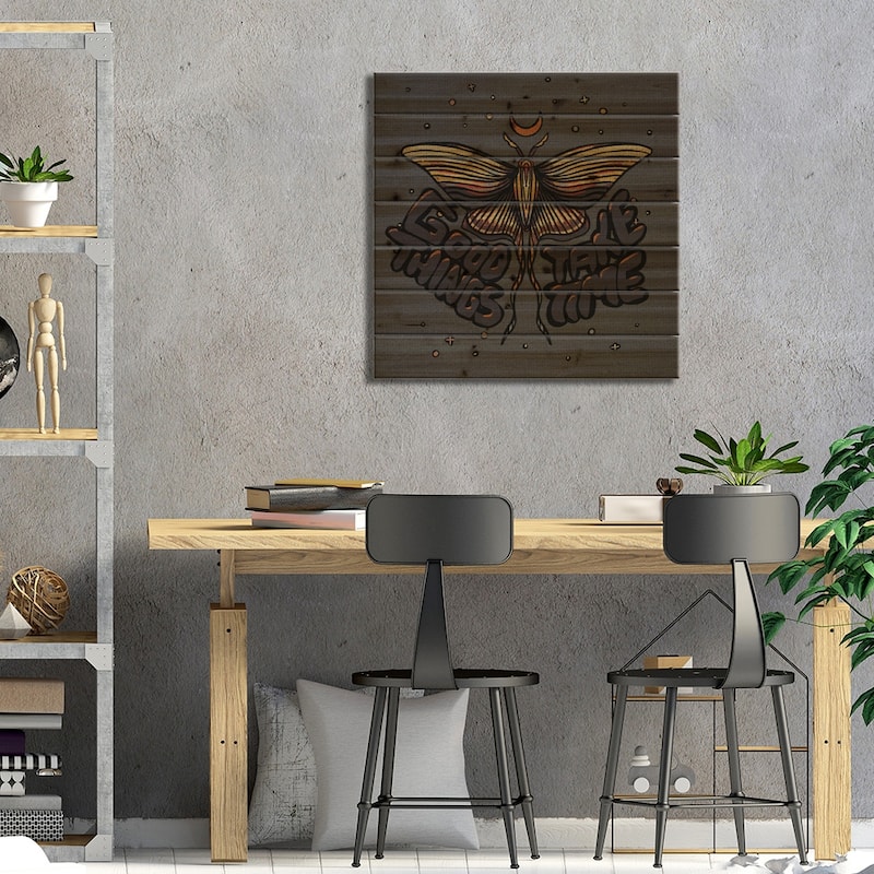Good Things Take Time Print On Wood by Illunatica - Multi-Color