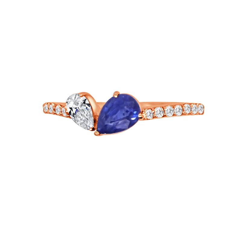 Auriya 14k Gold Lab Grown Sapphire and Diamond Toi et Moi Engagement Ring 0.31 ct. tw. (F-G, VS)