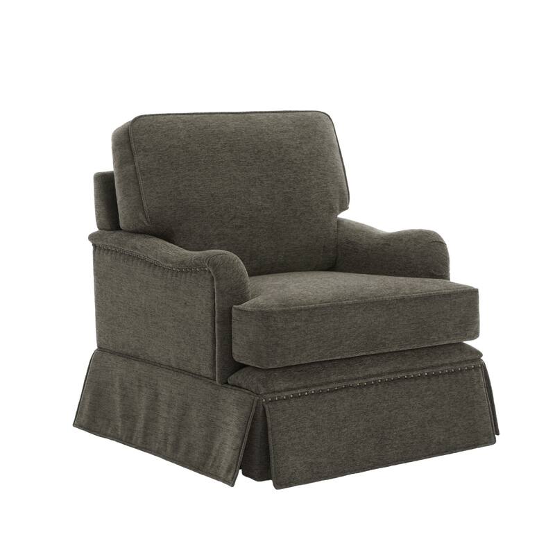 Modern Chenille Swivel Armchair and Storage Ottoman