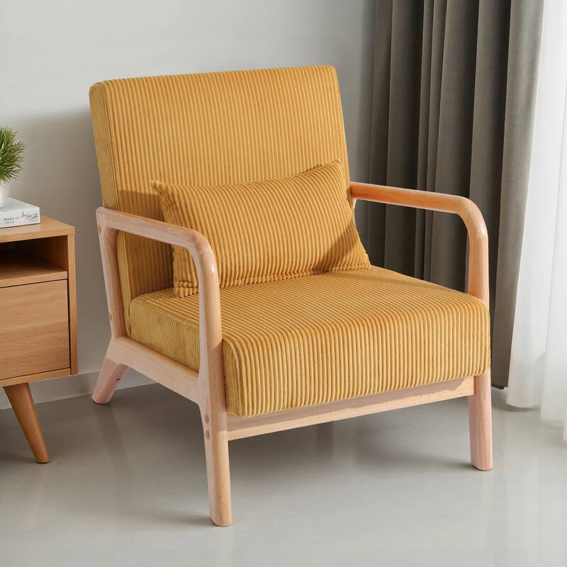Mid-Century Upholstered Accent Chair with Wood Frame