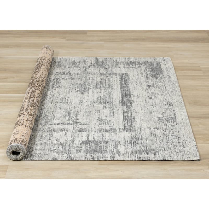 Kylie Collection - Grey Border Area Rug, 5'1" x 7'7"