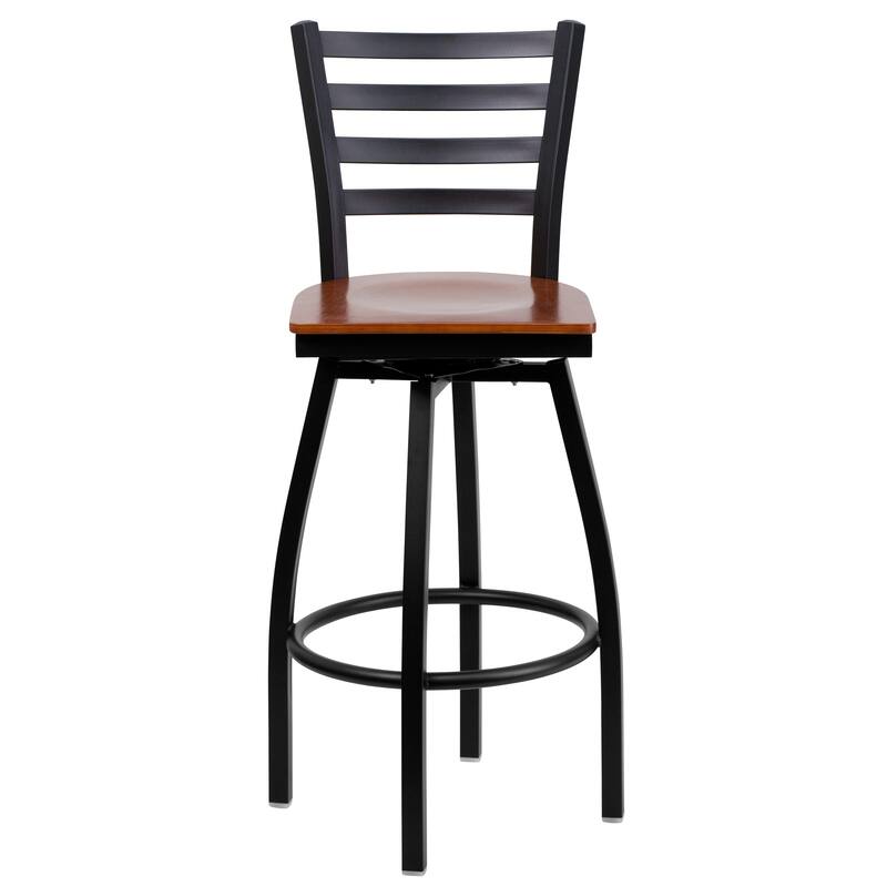 2 Pack Hercules Series Ladder Back Swivel Metal Barstool - 16.5"W x 20.5"D x 44.5"H - 16.5"W x 20.5"D x 44.5"H