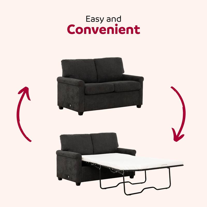 Convertible Twin Sleeper Sofa with USB Ports & Pocket Spring Support - 54" Couch Bed