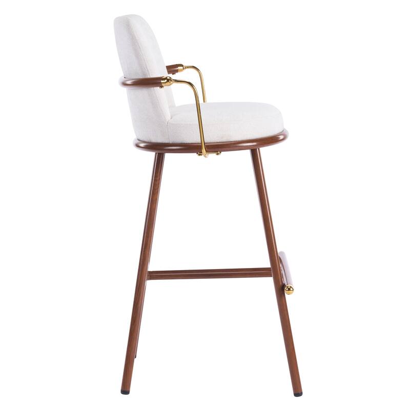 Christopher Knight Home - Chaya Modern Upholstered Bar Stools with Metal Frame and Walnut Finish, Set of 2