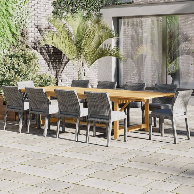 Amazonia Valerie 11pc FSC Certified Wood Outdoor Patio Dining Set - 11 Piece - Light Wood Finish