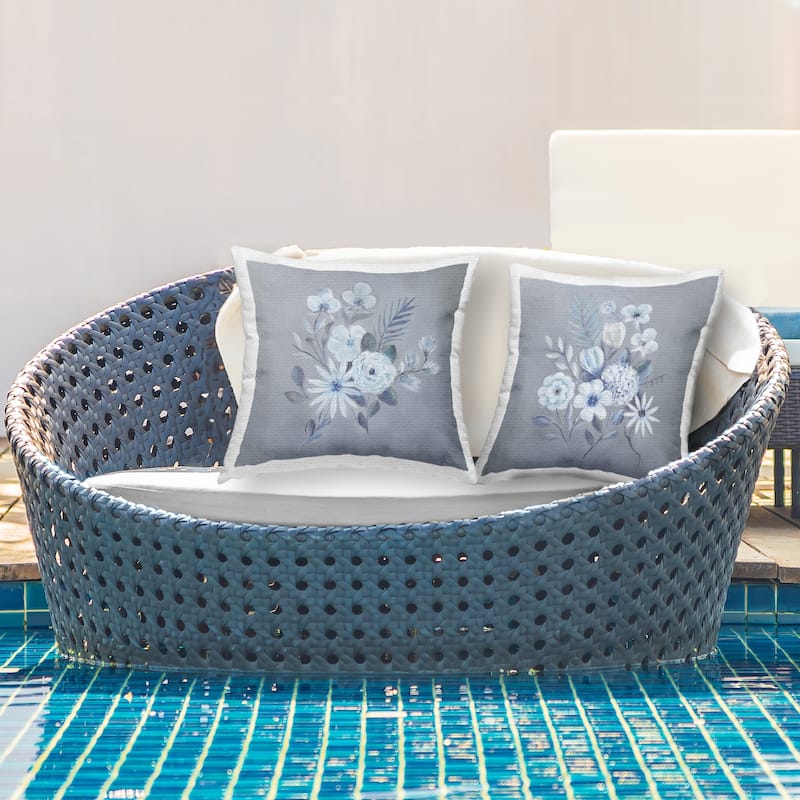 Stupell Delicate Flower Bunches Printed Outdoor Throw Pillow Design by Marilyn Dunlap (Set of 2)