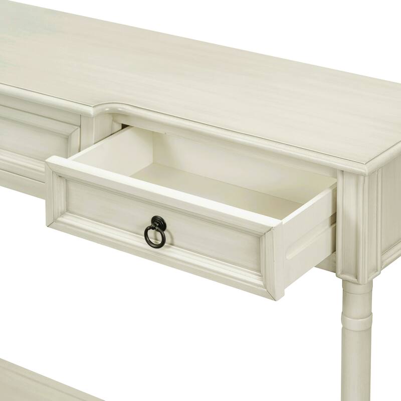 Console Table Sofa Table with Drawers for Entryway with Projecting Drawers and Long Shelf