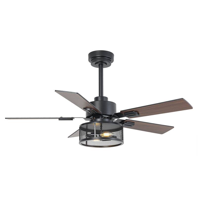 Vaczon 42" Modern Black 5-Blade Smart Ceiling Fan with Light Kit and APP Control