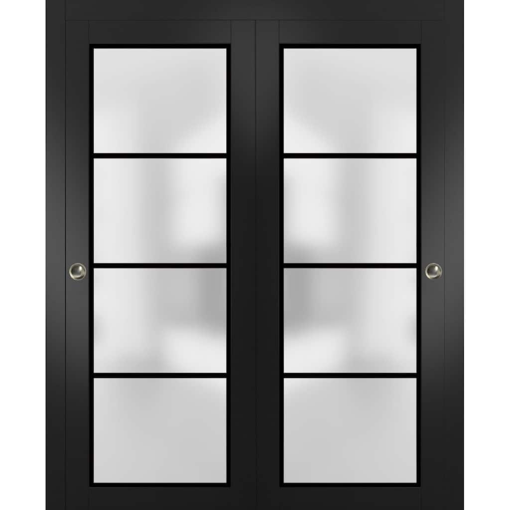 Bypass Doors 36 x 80 Planum 2132 Matte Black Sturdy Rails