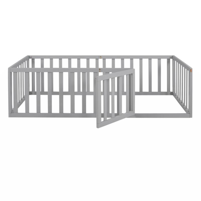 Twin Size Wood Daybed Frame with Fence