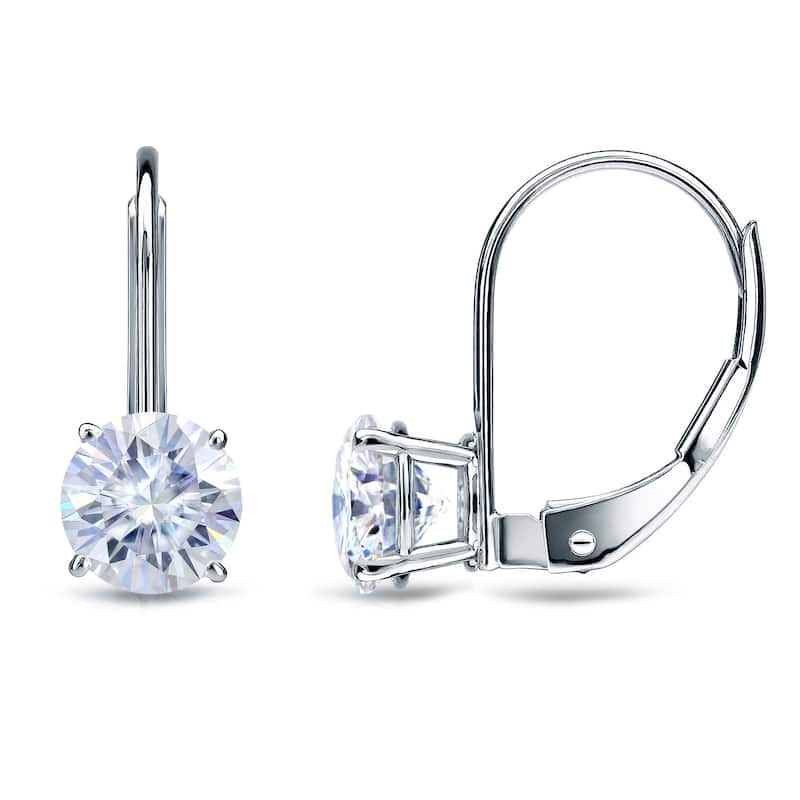Auriya 1ctw Round Solitaire Moissanite Leverback Earrings 14K Gold