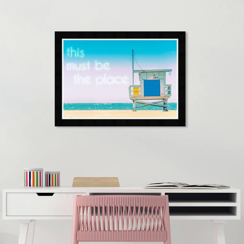 Wynwood Studio Prints Nautical and Coastal Must Be The Place Blue and Turquoise Nautical & Coastal Wall Art Canvas Print - Black