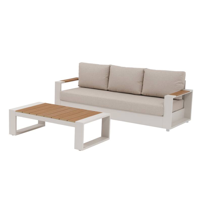 Modern 2-Piece Outdoor Conversation Set with Coffee Table