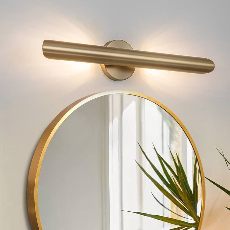23.6-inch Minimalist Linear Dimmable Bathroom Vanity Light over Mirror Metal LED Wall Sconces Lighting - Gold