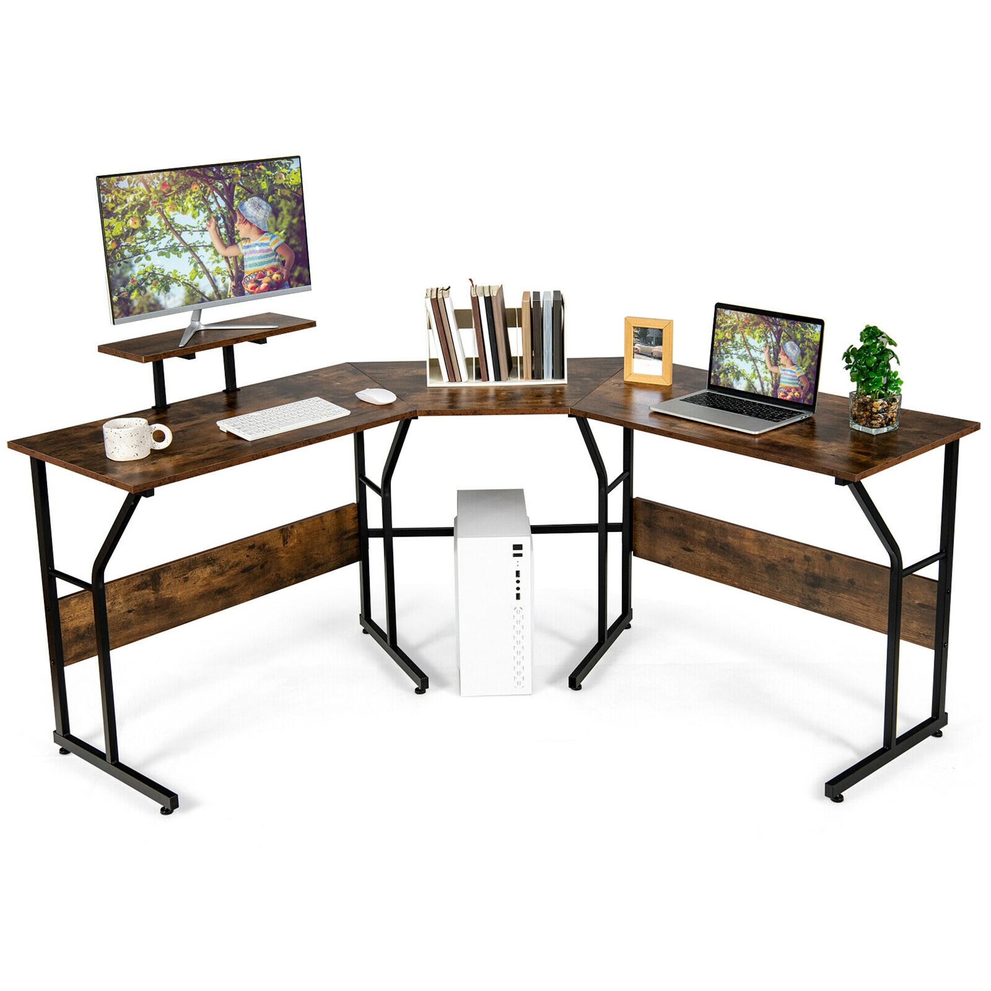 Gymax 88.5 L Shaped Reversible Computer Desk 2 Person Long Table Bed Bath Beyond 35407067