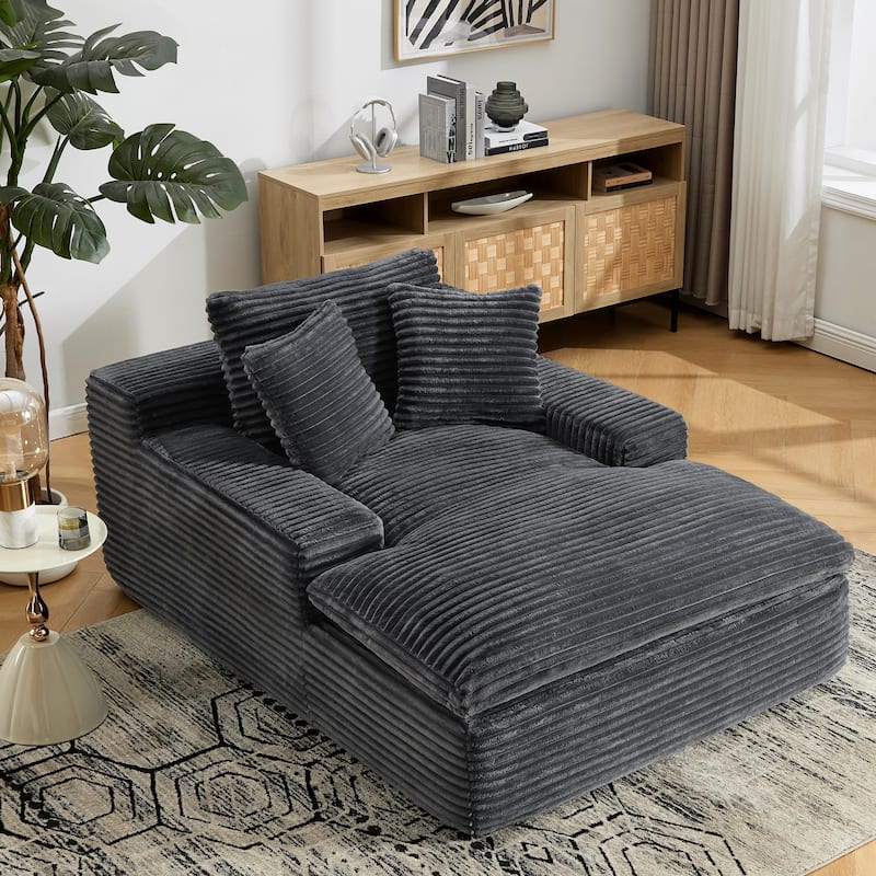 67" Upholstered Chaise Lounge Chair Sleeper Sofa Bed with Pillows, No Assembly Required