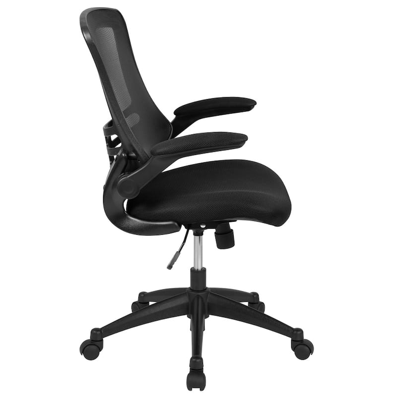 Set of 4 Mesh Swivel Ergonomic Task Office Chairs with Flip-Up Arms - 24.5"W x 25.5"D x 37.5" - 41.25"H