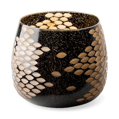 Mojave Black and Gold Detail Glass Vase