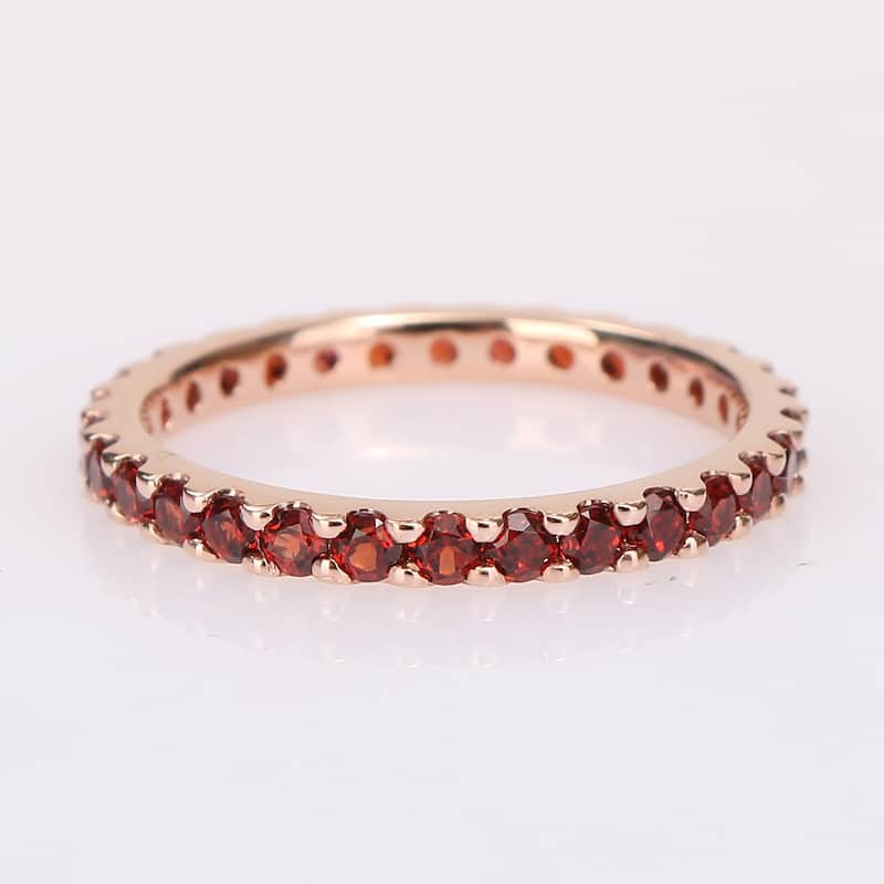 Miadora 10k Rose Gold Garnet Stackable Eternity Band Ring