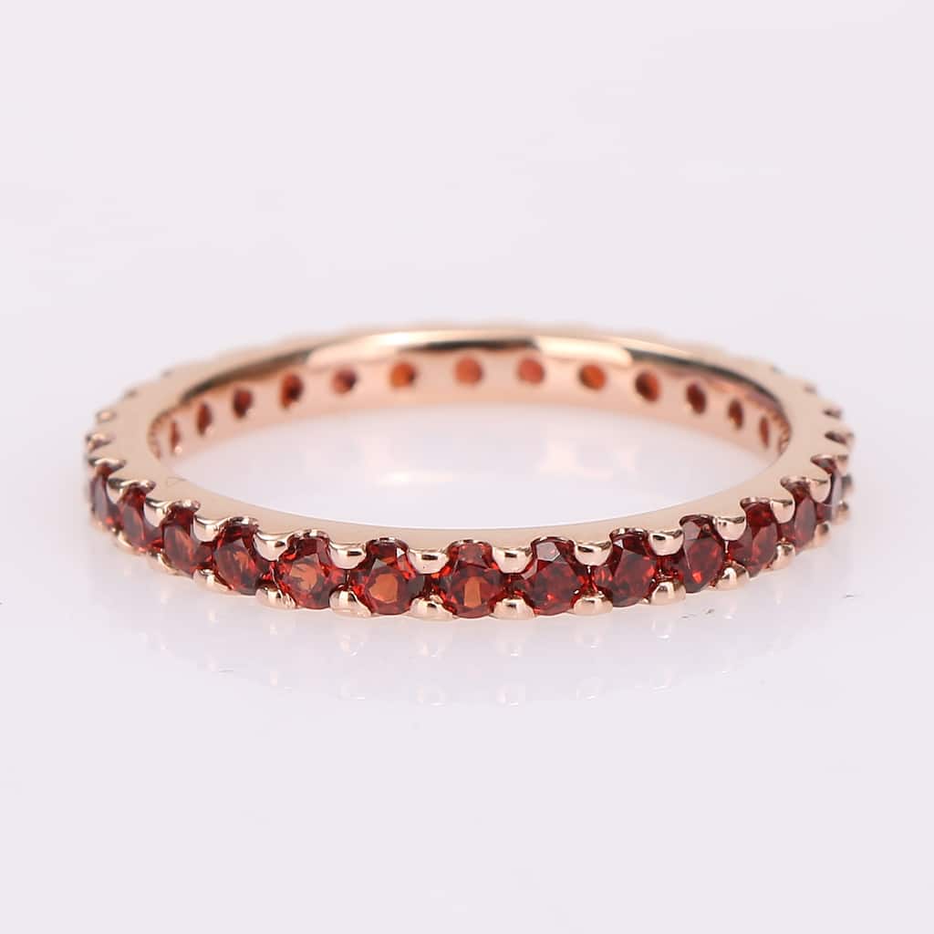 Miadora 10k Rose Gold Garnet Stackable Eternity Band Ring