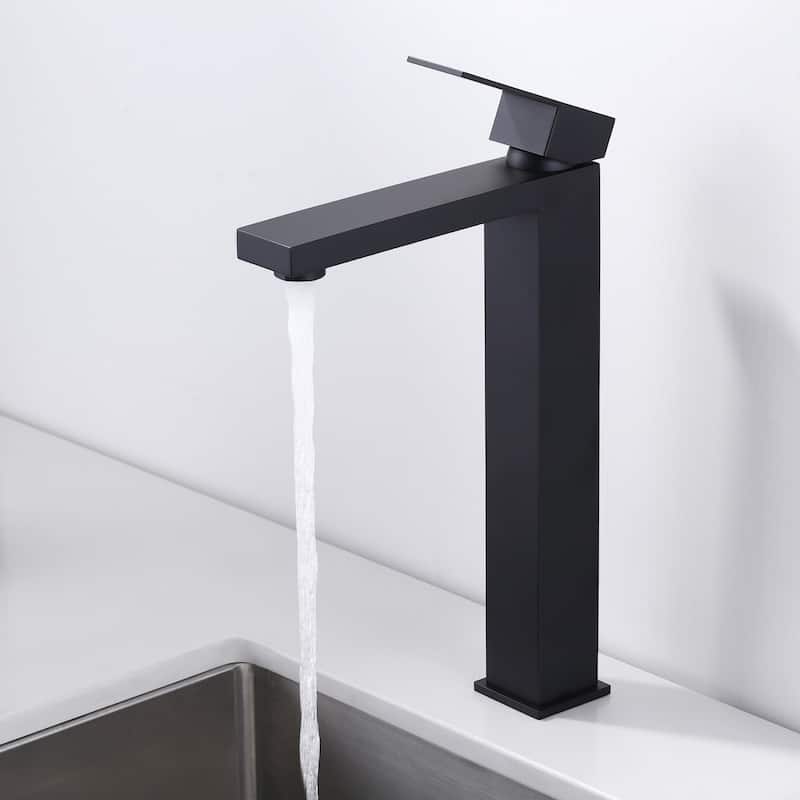 WOWOW Single Handle Single Hole High Arc Bathroom Vessel Faucet