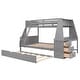 preview thumbnail 21 of 28, Twin over Full Wood Bunk Bed with Trundle, Built-in Desk, Three Storage Drawers & Shelf - Sapce-Saving Design