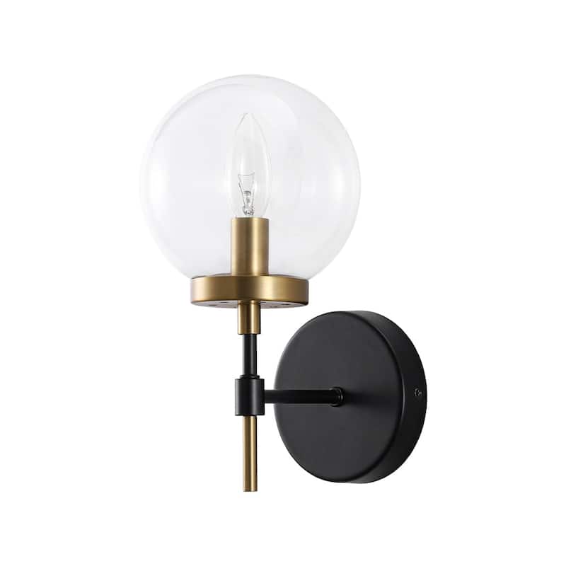 Modern 1-Light Two-Tone Clear Glass Armed Wall Sconce - 5.9 in