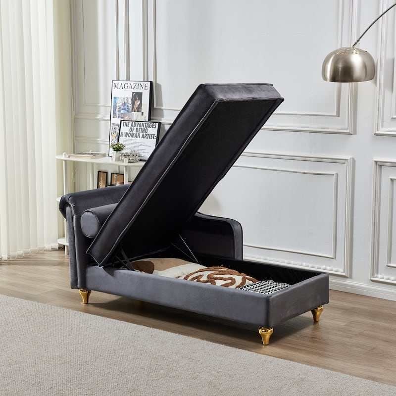 Upholstery Chaise Lounge Chair with Storage Velvet