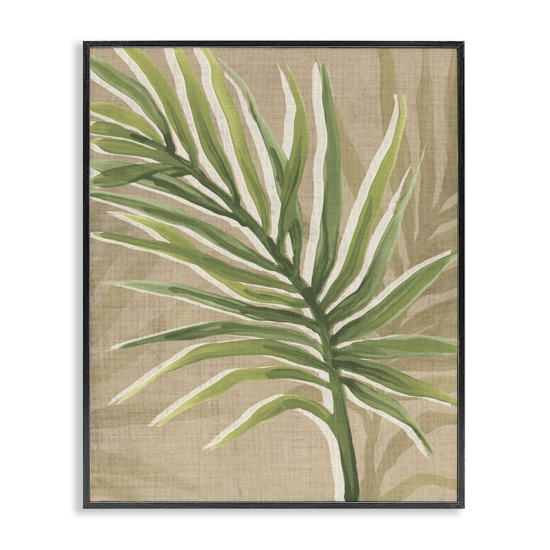 Stupell Natural Curved Palm Leaf Framed Giclee Art Design By June Erica Vess - 16 x 20 - Black