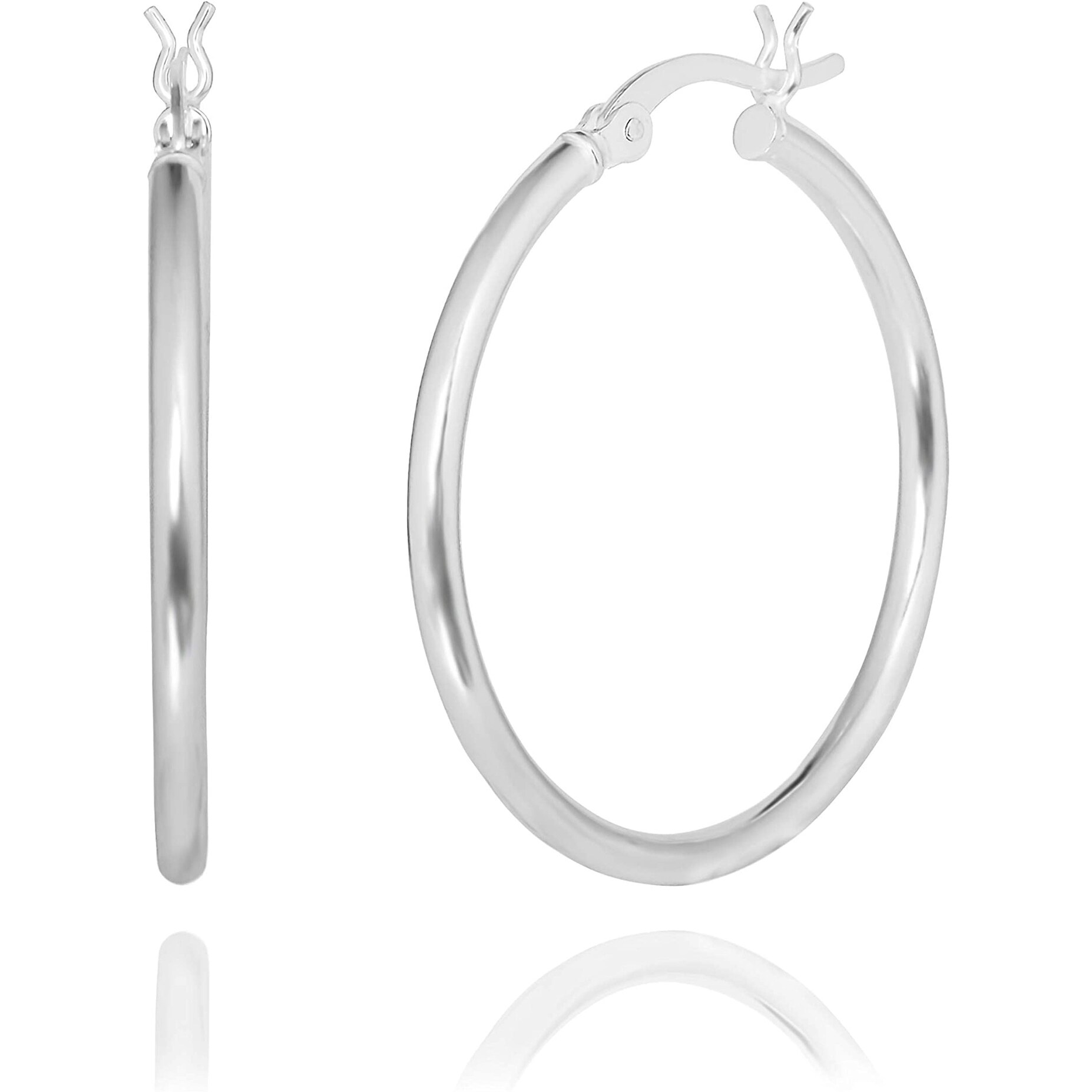 Best Quality Free Gift Box Sterling Silver 25mm Hoop Earrings Best Quality Free Gift Box Sterling Silver 25mm Hoop Earrings