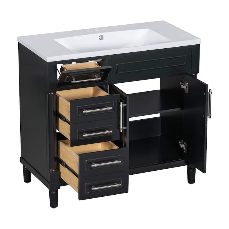 Freestanding Bathroom Vanity with 2 Drawers and a Tip-out Drawer