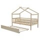 preview thumbnail 47 of 78, Pine Wood House Platform Bed with Trundle and Headboards, Creativity House Shape, Sturdy Construction
