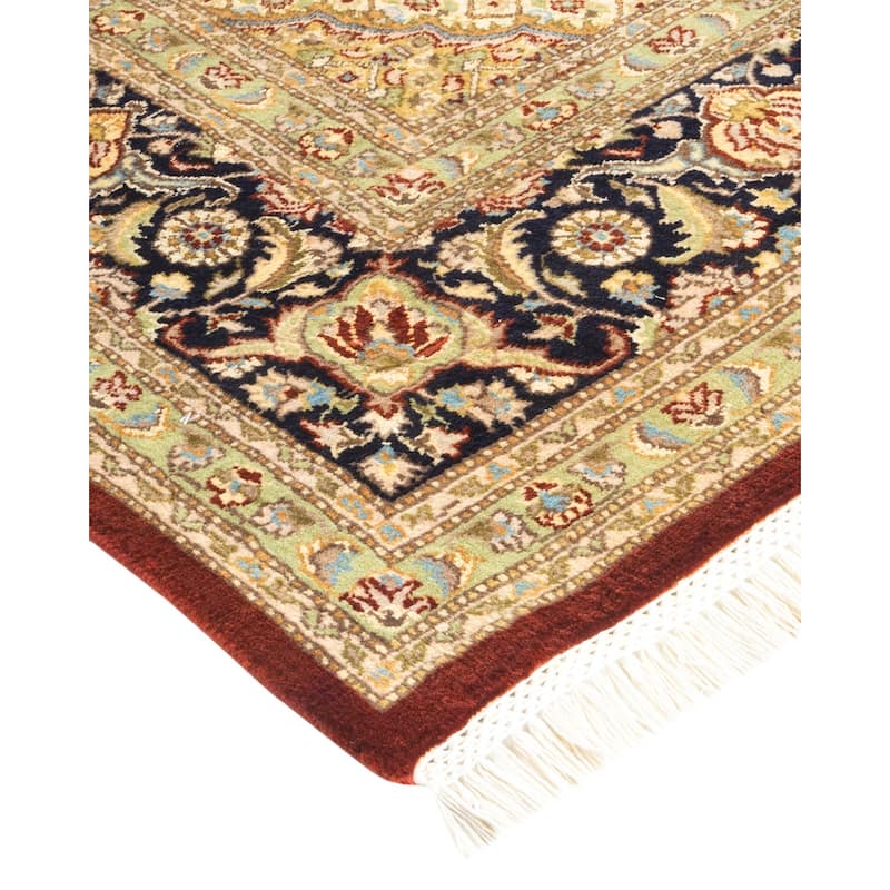 Overton Hand Knotted Wool Traditional Oriental Orange Area Rug - 6' x 9'