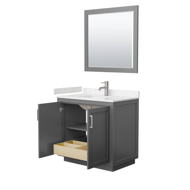 Miranda Single Vanity Set, Cultured Marble Top, 34-Inch Mirror